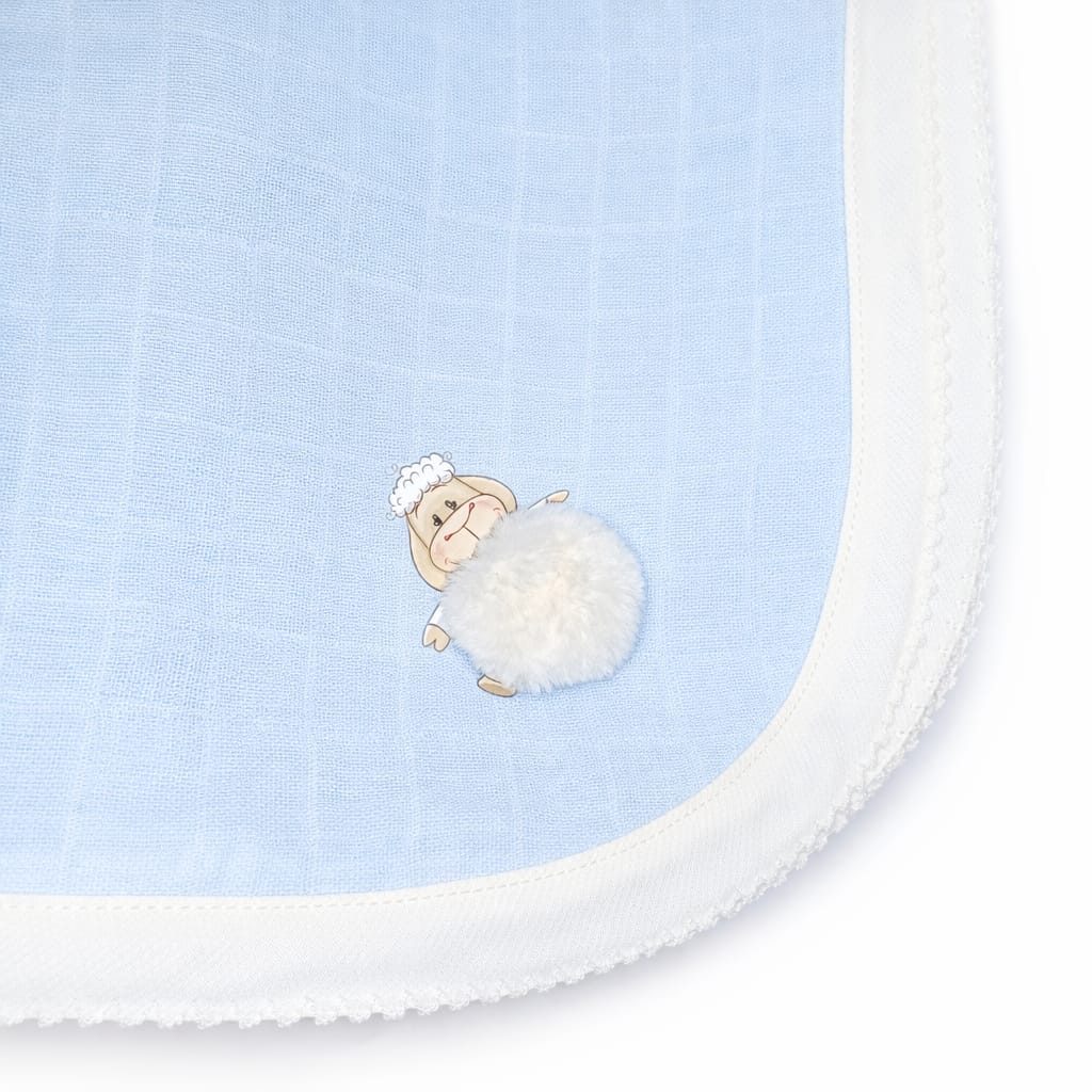 Fraldade pano Azul bebe com aplicacão ovelha decorativa - Image 2